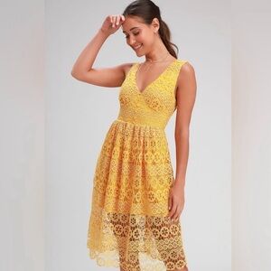 Yellow Lace Sleeveless Dress